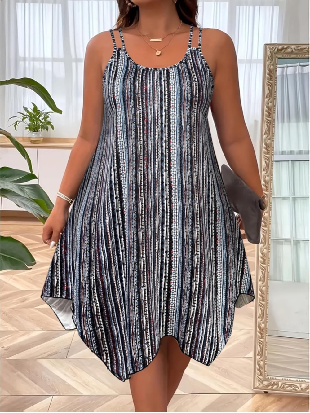 NWT No Label Size 1XL Multicolored Abstract Print Mini Dress